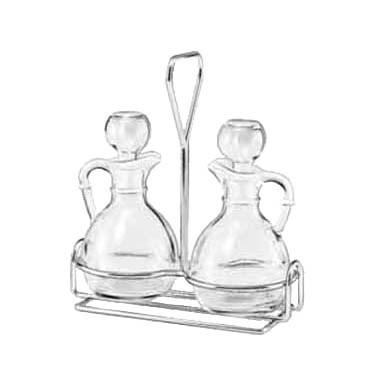 Libbey 80371, 3 Piece Glass Cruet Set With Stoppers & Wire Rack