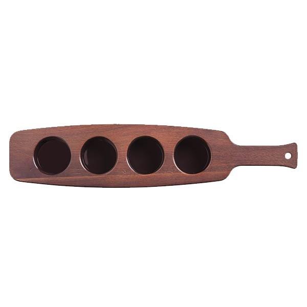 Libbey 96459, Four-Hole Cherry Wood Melamine Beer Flight Sampler Paddle
