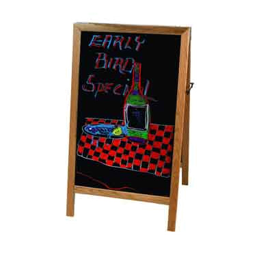 Winco MBAF-5 Full Size A Frame Sidewalk Marker Board Natural Finished Oak