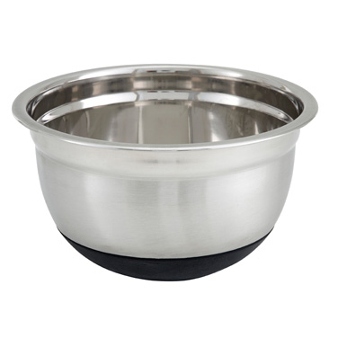 Winco MXRU-300 German Mixing Bowl, 3 quart, 8-1/2" dia. x 4-3/8"H, with black non-slip silicon base, stainless steel, mirror finish