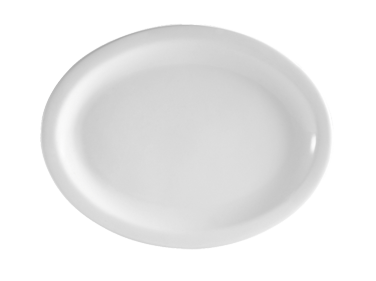 CAC China NCN-13 Clinton Platter, 11-1/2"L x 9-1/8"W x 1"H, oval, narrow rim