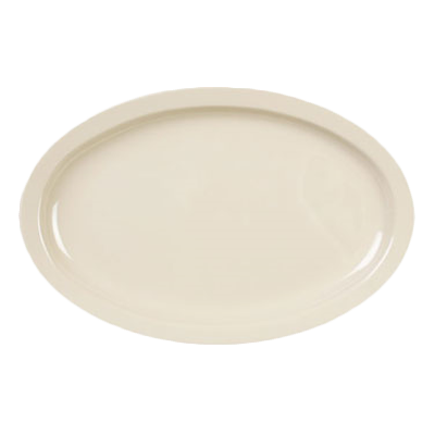 Thunder Group NS510T Nustone Tan 9-1/2" x 6-3/4" Narrow Rim Oval Melamine Platter