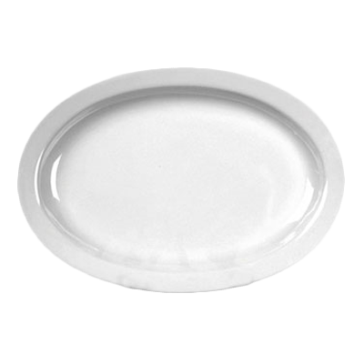 Thunder Group NS512W NuStone White 11-1/2" x 8" Melamine Narrow Rim Oval Platter