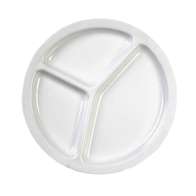 Thunder Group NS702W Nustone White 10" 3-Compartment Melamine Plate