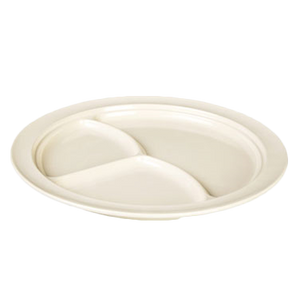 Thunder Group NS703T Nustone Tan 10-1/4" 3-Compartment Melamine Plate