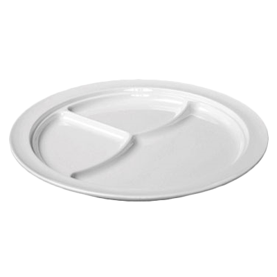 Thunder Group NS703W Nustone White 10-1/4" 3-Compartment Melamine Plate