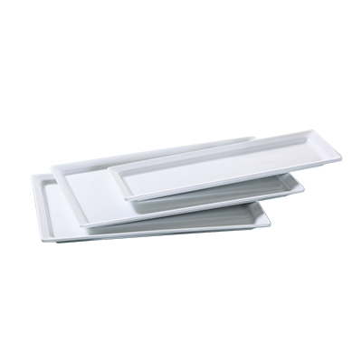 Yanco OK-7121 Osaka Display Plate, 21"L x 7"W, rectangular, melamine, white