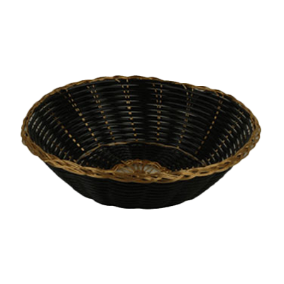 Thunder Group PLBB825G Round Plastic Basket, Black with Gold Trim 8"