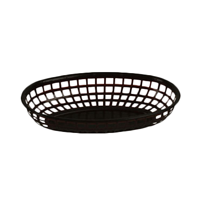 Thunder Group PLBK938K Fast Food Basket, 9-3/8", oval, stackable, polypropylene, black
