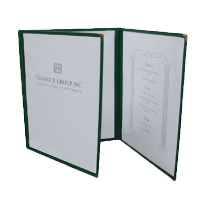 Thunder Group PLMENU-3GR 3-Page MENU COVER, Green