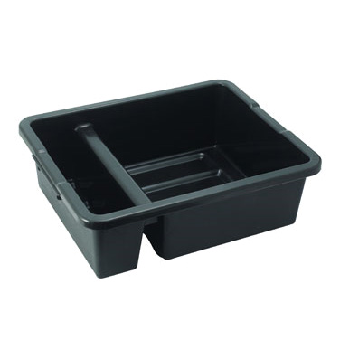 Winco PLTC-7K Bus Box, 21"L x 16-3/4"W x 6-1/2"H, 2-compartment, rounded corners, BPA free, polypropylene, black