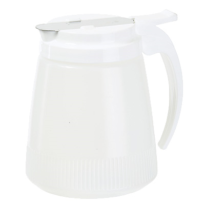 Winco PSUD-32 Syrup Dispenser, 32 oz., with plastic lid & stainless steel slide cover, BPA free