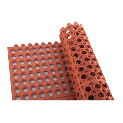 Winco RBMI-33R 3' x 3' Red Rubber Interlocking Floor Mat