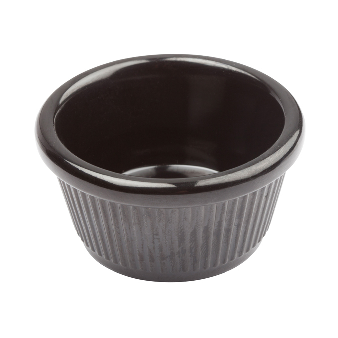 Winco RFM-1K Ramekin, 1-1/2 oz., fluted, melamine, break-resistant, black, NSF
