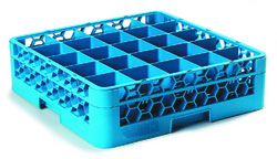 Carlisle RG25-114 OptiClean™ Dishwasher Glass Rack, 25-compartments (3-1/2" x 3-1/2") with (1) extender, full-size, blue, NSF