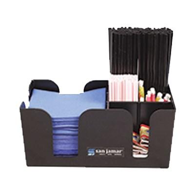 San Jamar B400BK Bar Caddy, 9-1/4"W X 5-1/2"D X 4-1/8"H, 5 Compartments, High-Impact Plastic, Black