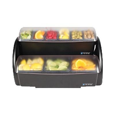 San Jamar BDS4266 Dome Garnish / Condiment Caddy, (3) 2 Quart Deep and (6) 1 Pint Trays
