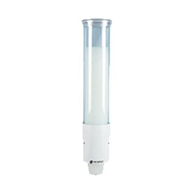 San Jamar C4180TBLW Pull-Type Arctic Blue 3 - 5 Oz. Flat / 3 - 4.5 Oz. Water Cup Dispenser With Throat And White Lid - 16" Long