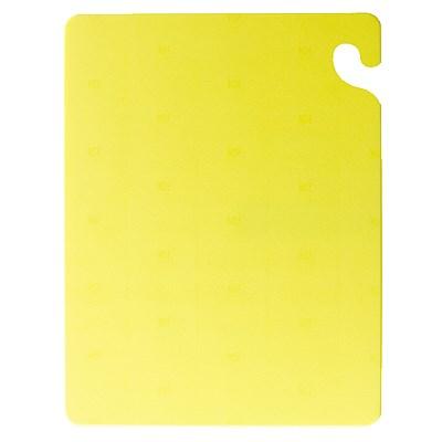 San Jamar CB182434YL Cut-N-Carry Cutting Board With Hook, 18" X 24" X 3/4", Yellow, NSF