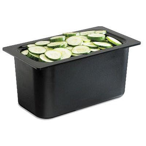 San Jamar CI7002BK Chill-It Food Pan, 1/3 Size, 6" Deep, Divided, ABS Plastic, Black, NSF