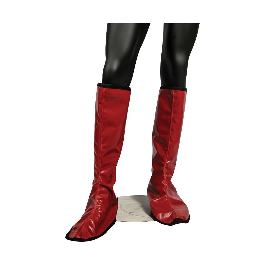 San Jamar EZKSHG EZ-Kleen Shin Guards, Adjustable Straps, Non-Stick Coating, Poly-Cotton, Red