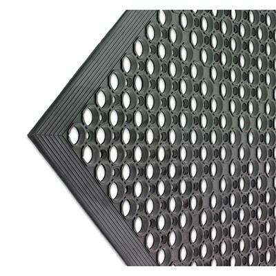 San Jamar KM1100 Light Duty Rubber EZ Mat With Bevel, 5' Length X 3' Width X 1/2" Thick, Black