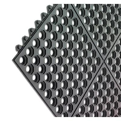 San Jamar KM1140B Kitchen Mat, Rubber, 36" X 36" X 1/2" Thick, Black
