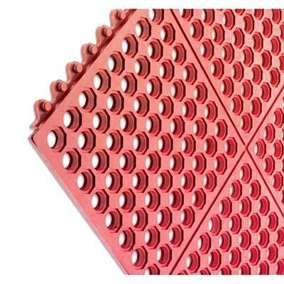 San Jamar KM1240B Kitchen Mat, Rubber, 36" X 36" X 1/2" Thick, Red