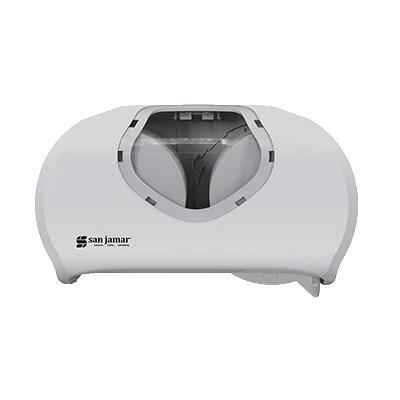 San Jamar R3670WHCL Versatwin Summit Bath Tissue Dispenser, White/Clear