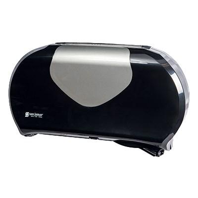 San Jamar R4070BKSS Summit Twin Bath Tissue Dispenser, Black/Stainless Steel-Look