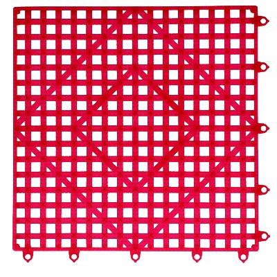 San Jamar VM5280RD-12 Versa-Mat Bar Mat Tile/Shelf Liner, 12" X 12", Interlocking, Rubber, Red, NSF
