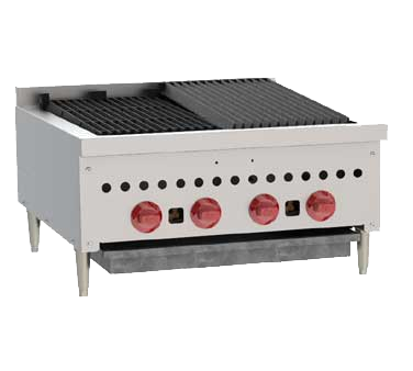 Wolf SCB25 Charbroiler, 25-1/4" W, countertop, (4) 14,500 BTU burners, manual gas valve controls, 58,000 BTU, NSF