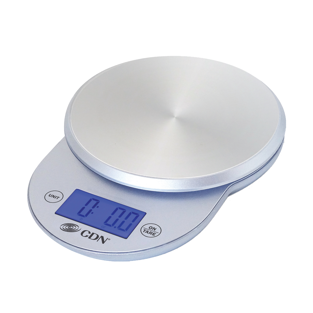 CDN SD1104-S Digital Scale, 6"W x 8-1/8"D, 4-1/2" dia. platform, 11 lb. x 0.1 oz., 5 kg x 1 g