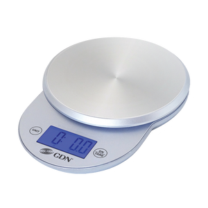 CDN SD1104-S Digital Scale, 6"W x 8-1/8"D, 4-1/2" dia. platform, 11 lb. x 0.1 oz., 5 kg x 1 g