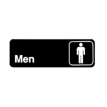 Winco SGN-311 Men's Restroom Sign - Black and White, 9" x 3"