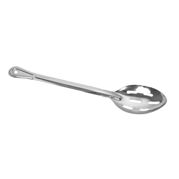 Thunder Group SLSBA312 15" Stainless Steel Slotted Flat Handle Basting Spoon