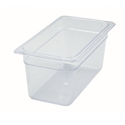 Winco SP7306 Poly-Ware™ Food Pan, 1/3 size, 12-5/8" x 6-7/8", 5-1/2" deep, -40°F to 210°F temp. range, dishwasher safe, break-resistant polycarbonate, NSF