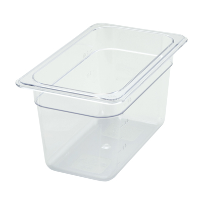 Winco SP7406 Poly-Ware™ Food Pan, 1/4 size, 10-1/4" x 6-1/4", 5-1/2" deep, -40°F to 210°F temp. range, dishwasher safe, break-resistant polycarbonate, NSF