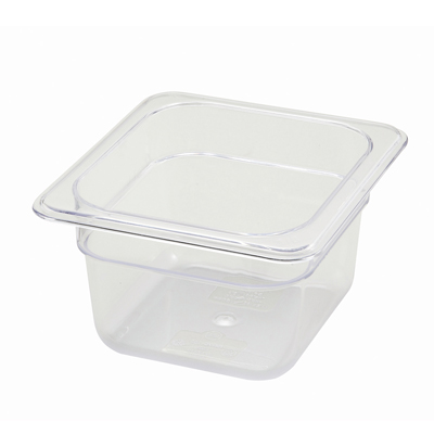 Winco SP7604 Poly-Ware™ Food Pan, 1/6 size, 6-3/4" x 6-1/4", 3-1/2" deep, -40°F to 210°F temp. range, dishwasher safe, break-resistant polycarbonate, NSF