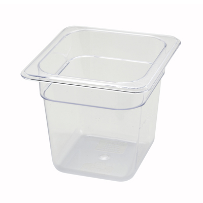 Winco SP7606 Poly-Ware™ Food Pan, 1/6 size, 6-3/4" x 6-1/4", 5-1/2" deep, -40°F to 210°F temp. range, dishwasher safe, break-resistant polycarbonate, NSF