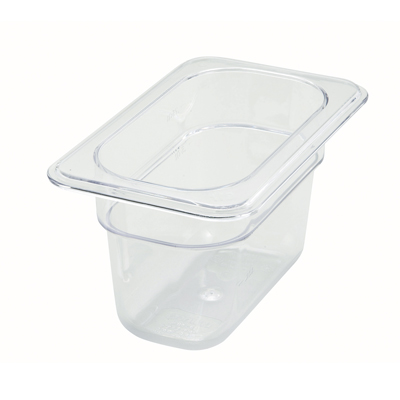 Winco SP7904 Poly-Ware™ Food Pan, 1/9 size, 6-7/8" x 4-1/4", 3-1/2" deep, -40°F to 210°F temp. range, dishwasher safe, break-resistant polycarbonate, NSF