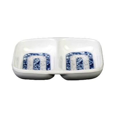 Thunder Group 1102DL Blue Dragon 1 oz. Rectangular Melamine Twin Sauce Dish
