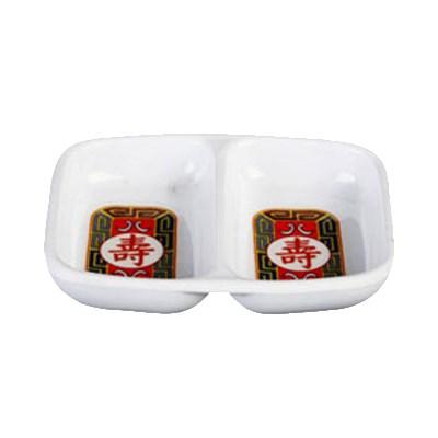Thunder Group 1102TR Longevity 1 oz. Rectangular Melamine Twin Sauce Dish