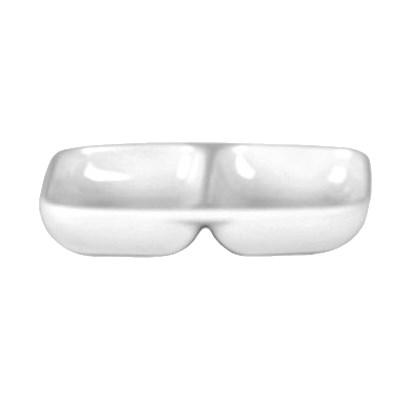 Thunder Group 1102TW Imperial 2 oz. White Melamine Twin Sauce Dish