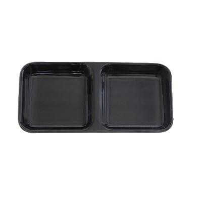 Thunder Group 19002BK Classic Black 4 oz. Rectangular Melamine Two Compartment Sauce Dish