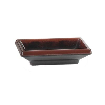 Thunder Group 1901TM Tenmoku Black 2 oz. Rectangular Melamine Sauce Dish