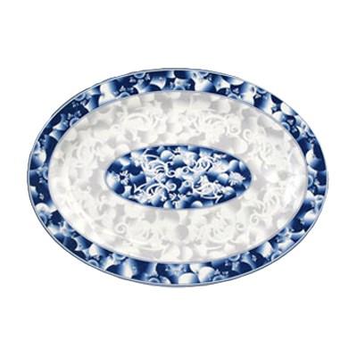 Thunder Group 2008DL Blue Dragon 8" x 6" Melamine Oval Platter