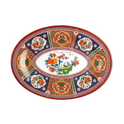 Thunder Group 2008TP Peacock 8" x 6" Melamine Oval Platter