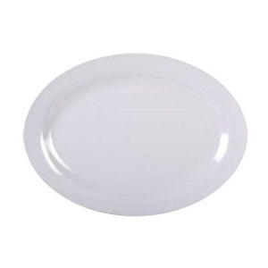 Thunder Group 2016TW Imperial 16" x 11-5/8" White Oval Mid Rim Melamine Platter