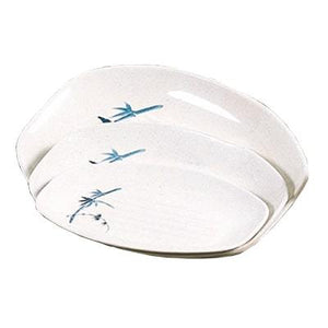 Thunder Group 2308BB Blue Bamboo 8" x 5-3/4" Oval Melamine Teriyaki Tray